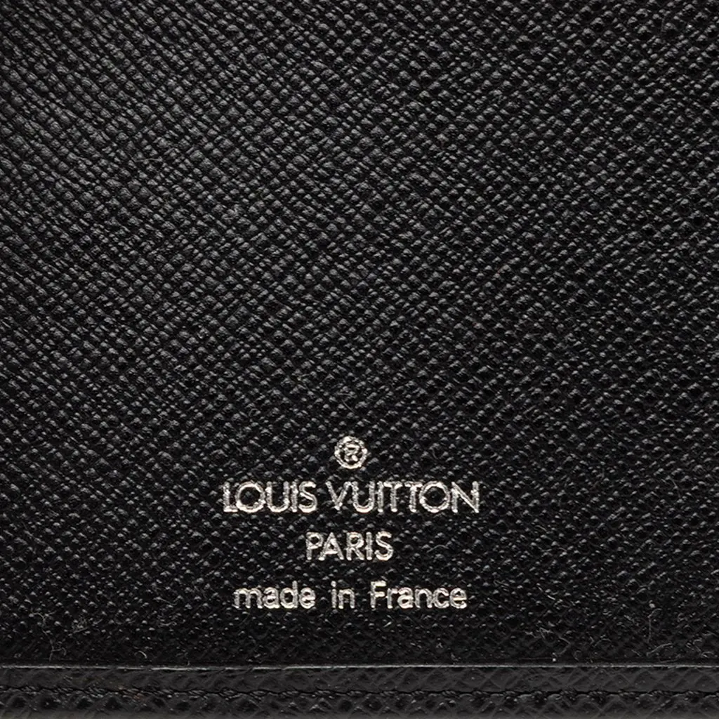 Louis Vuitton Taiga Brazza Wallet Black Leather Very good - Box View