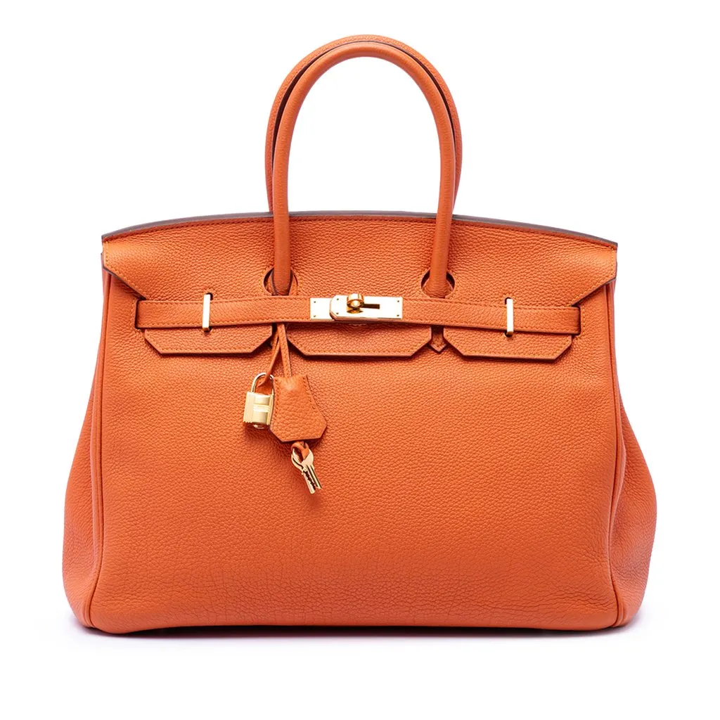 Hermès Togo Birkin Retourne 35 Orange Leather Very good - Front View