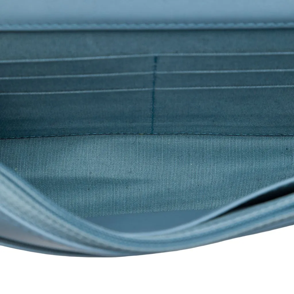 Chanel CC Quilted Ombre Patent and Aged Calfskin Crystal Wallet On Chain Blue Leather Very good - Model View