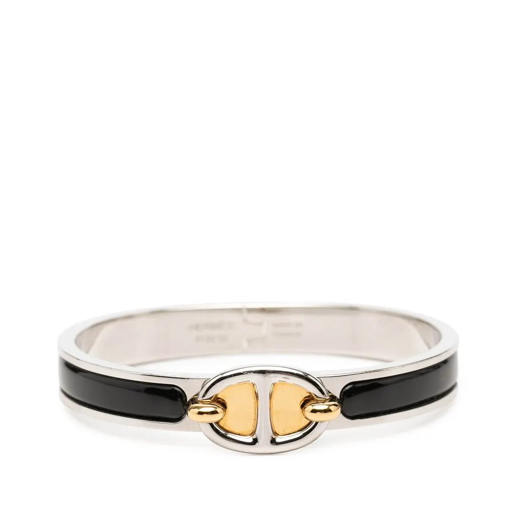 Hermès Mini Enamel Clic Chaine d Ancre Bracelet PM Black Enamel Very good - Front View