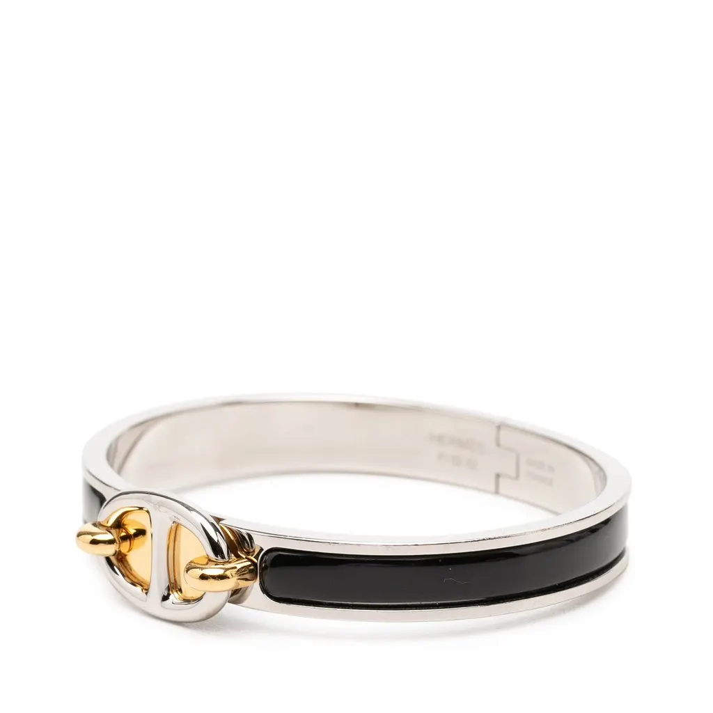 Hermès Mini Enamel Clic Chaine d Ancre Bracelet PM Black Enamel Very good - Back View