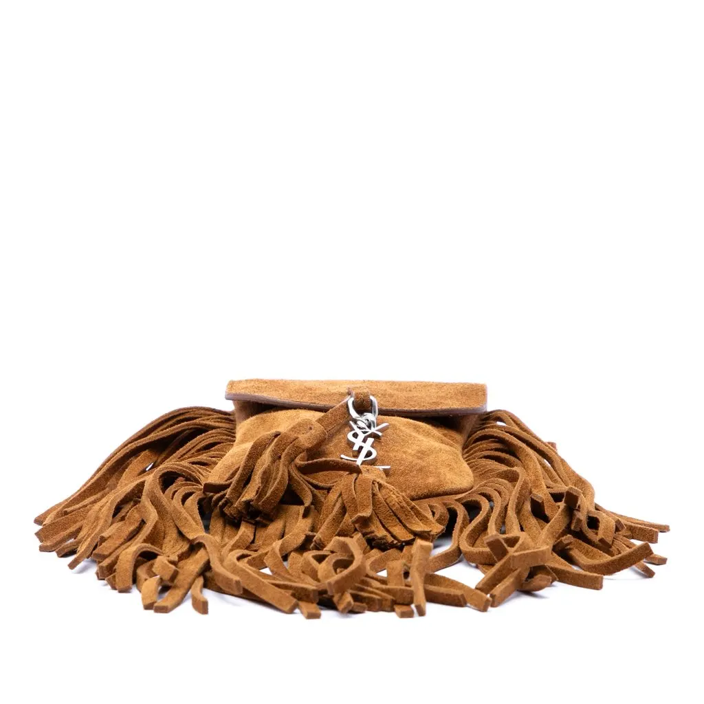 Saint Laurent Toy Suede Anita Fringed Crossbody Brown Leather Very good - Inside View