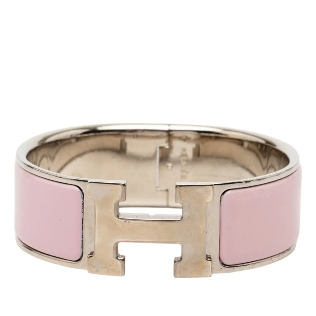 Hermès Wide Enamel Clic Clac H Bracelet GM Pink Enamel Very good - Front View
