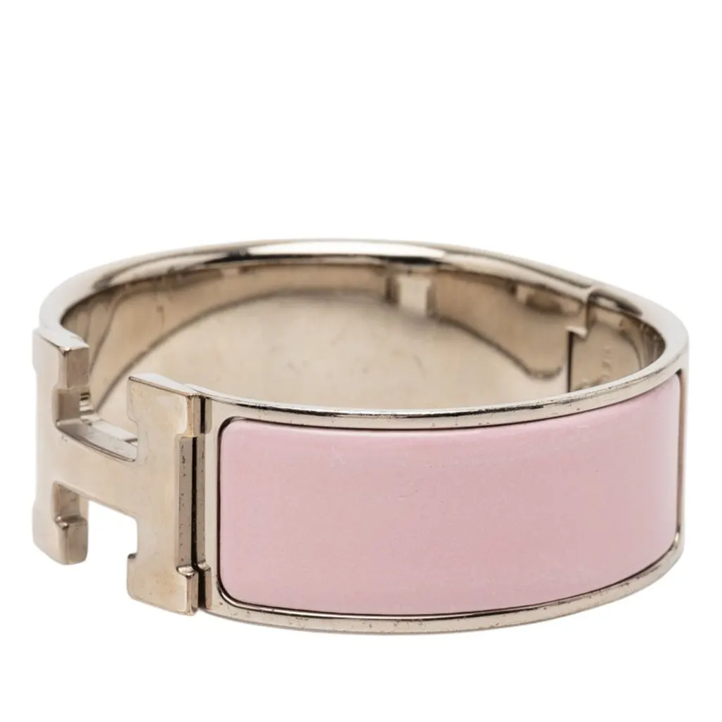 Hermès Wide Enamel Clic Clac H Bracelet GM Pink Enamel Very good - Back View