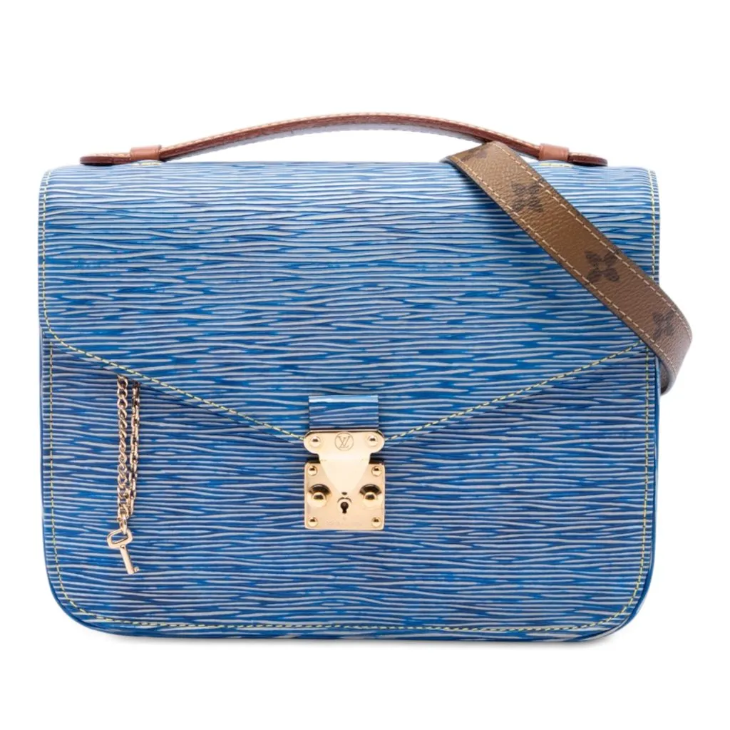 Louis Vuitton Epi Denim and Reverse Monogram Pochette Metis Blue Leather Very good - Front View
