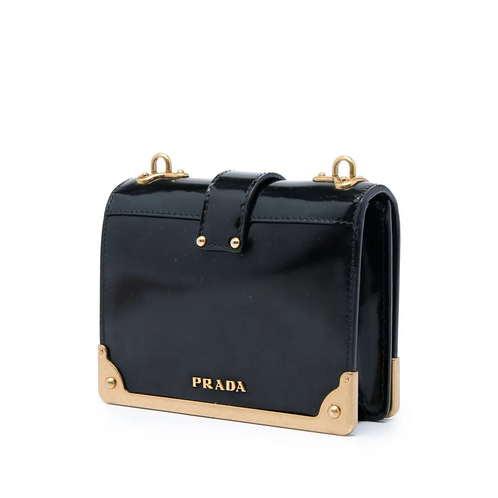Prada Micro Spazzolato Cahier Crossbody Black Leather Very good - Back View