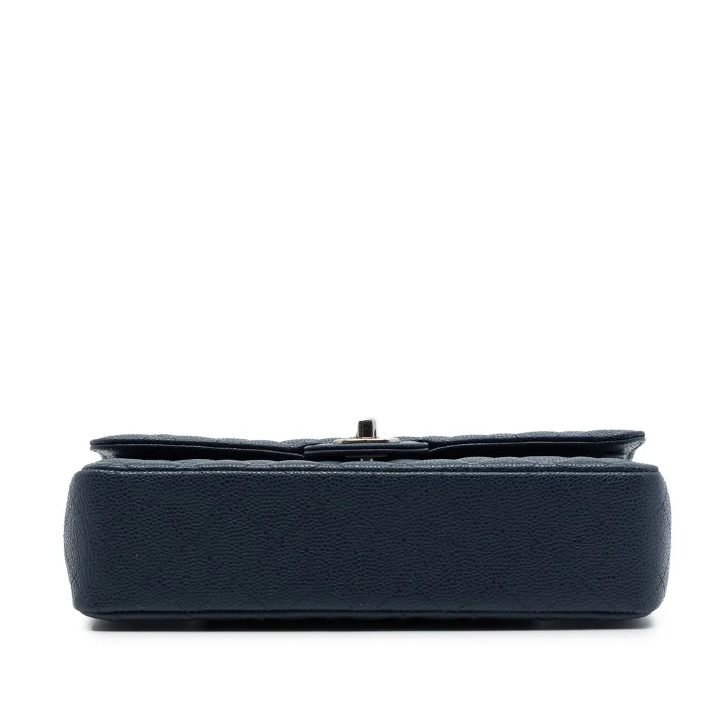 Chanel Medium Classic Caviar Double Flap Blue Leather Very good - Inside View