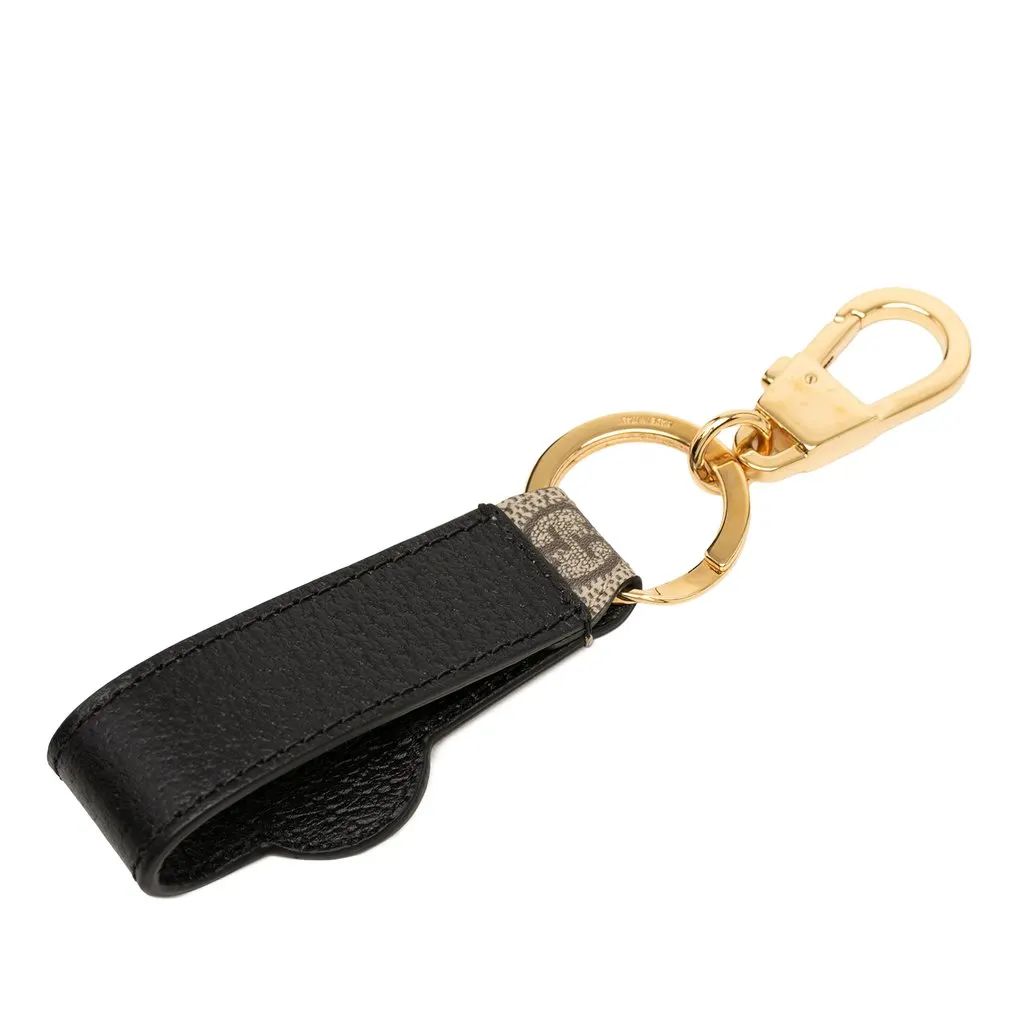 Gucci GG Supreme and Calfskin Interlocking G Bag Charm and Key Ring Beige Very good - Back View