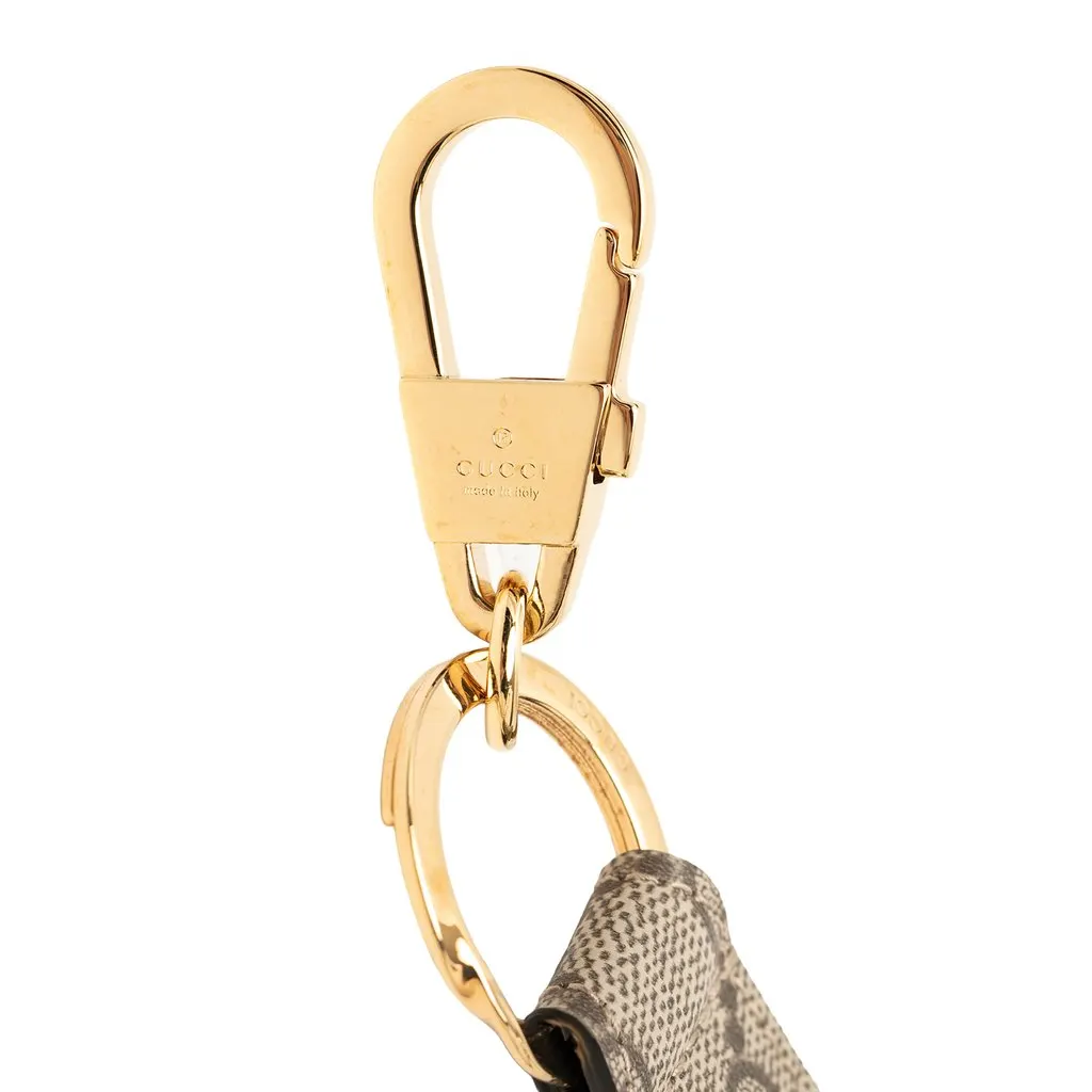 Gucci GG Supreme and Calfskin Interlocking G Bag Charm and Key Ring Beige Very good - Inside View