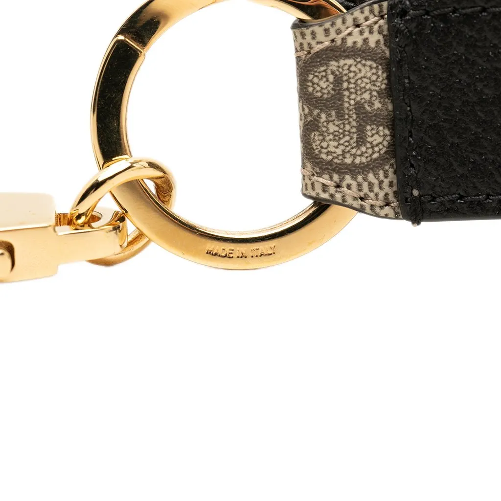 Gucci GG Supreme and Calfskin Interlocking G Bag Charm and Key Ring Beige Very good - Model View