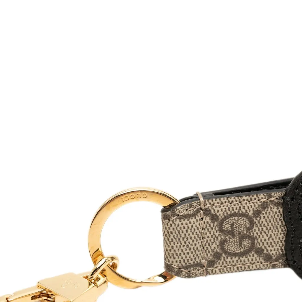 Gucci GG Supreme and Calfskin Interlocking G Bag Charm and Key Ring Beige Very good - Box View