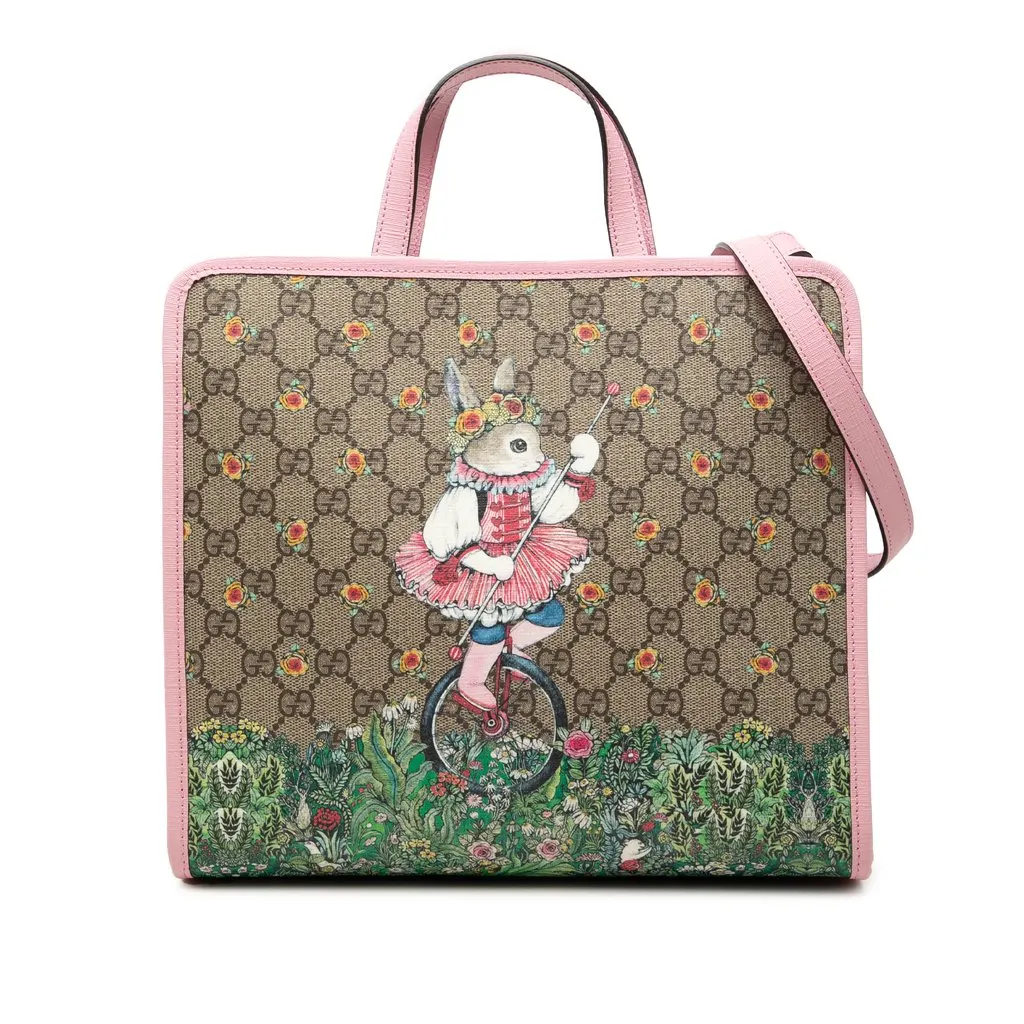 Gucci Yuko Higuchi GG Supreme Rabbit Satchel Beige Canvas Very good - Front View