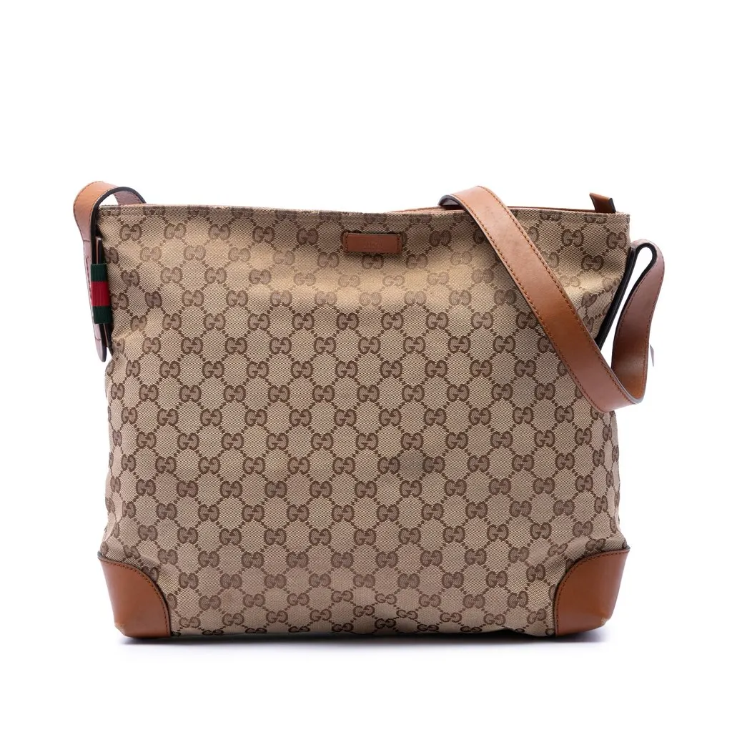 Gucci GG Canvas Web Crossbody Beige Very good - Front View