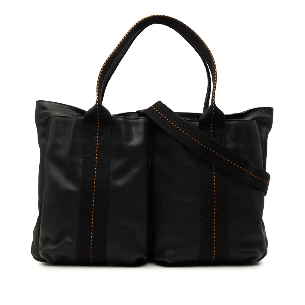 Hermès Derma Caravan Horizontal MM Black Leather Good - Front View