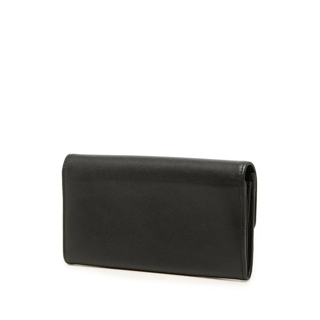 Chanel CC Caviar Flap Long Wallet Black Leather Very good - Back View