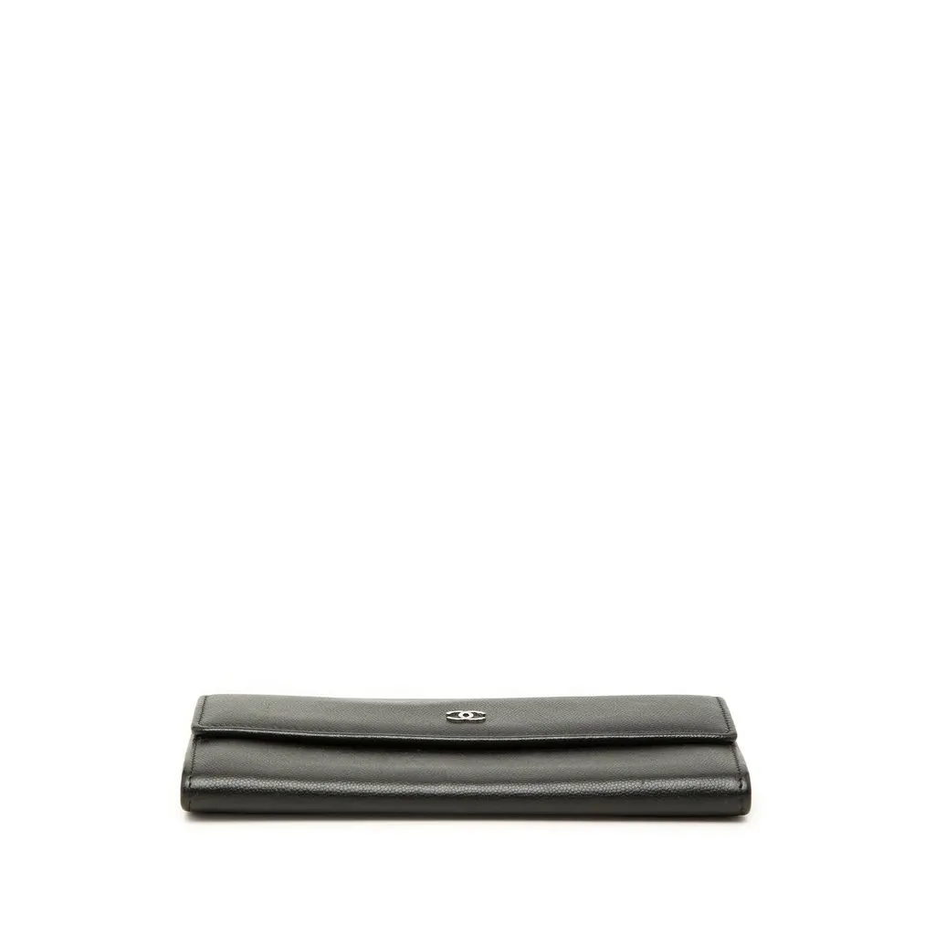 Chanel CC Caviar Flap Long Wallet Black Leather Very good - Inside View