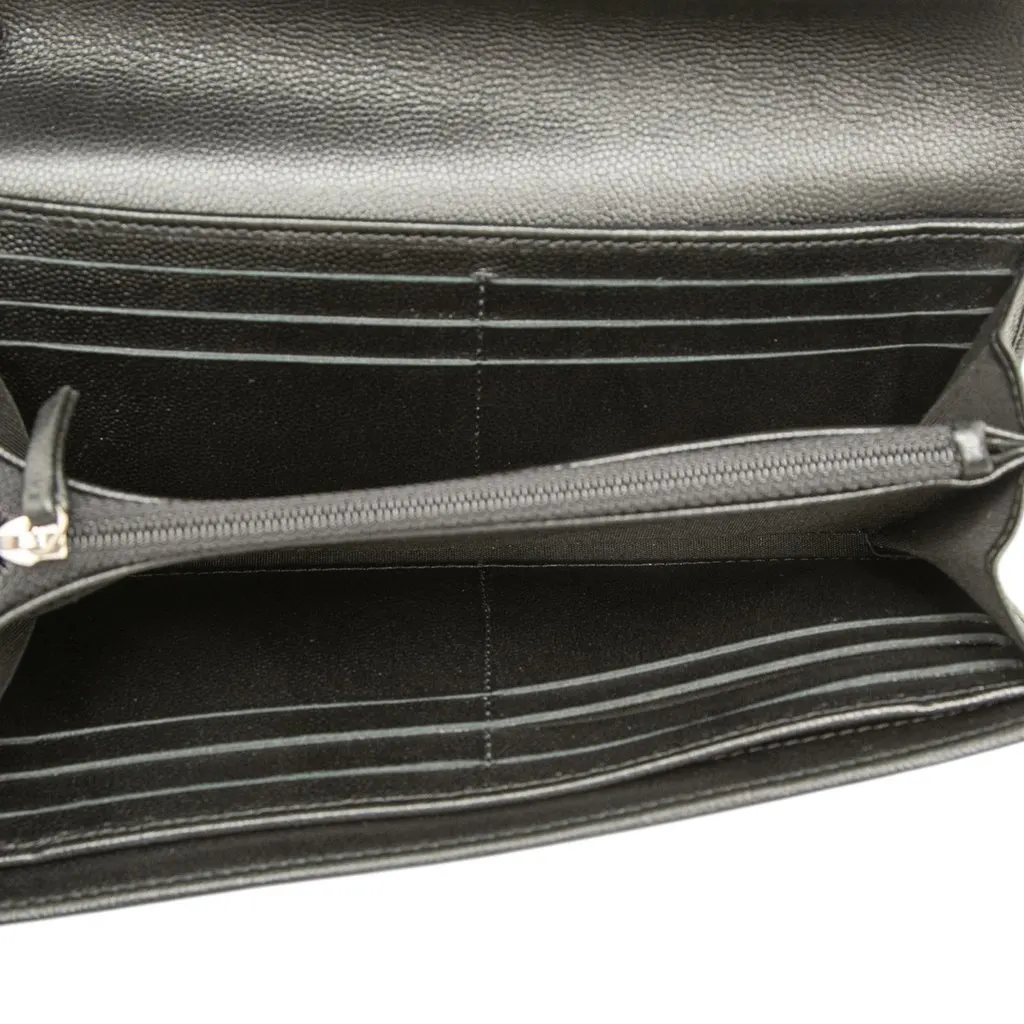 Chanel CC Caviar Flap Long Wallet Black Leather Very good - Model View