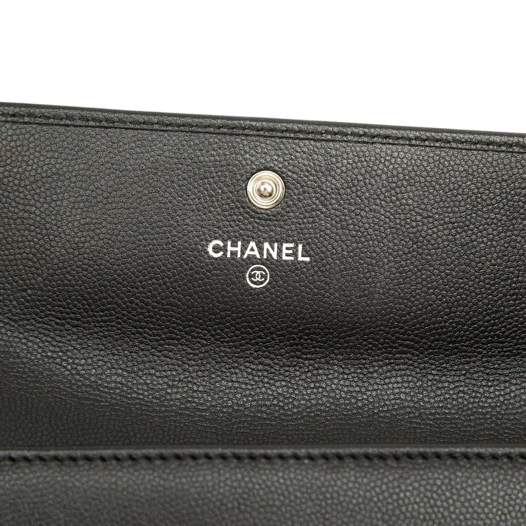 Chanel CC Caviar Flap Long Wallet Black Leather Very good - Box View