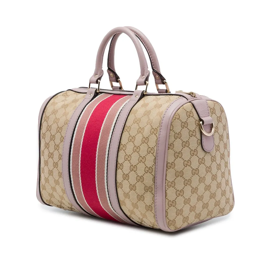 Gucci Medium GG Canvas Web Joy Boston Bag Beige Very good - Back View