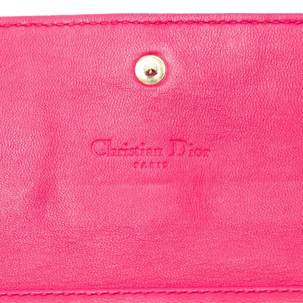 Dior Lambskin Cannage Lady Dior Wallet On Chain Pink Leather Very good - Box View