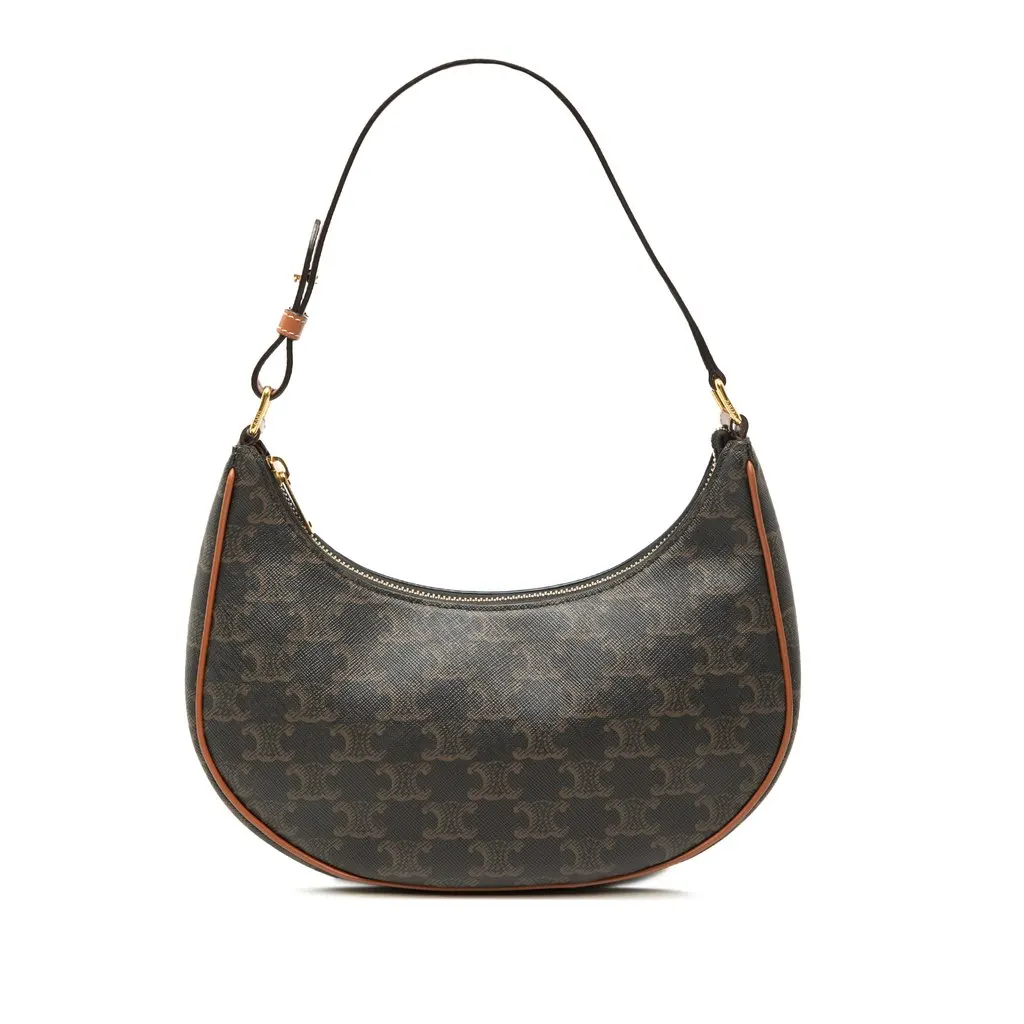 Celine Triomphe Coated Canvas Ava Shoulder Bag Brown Very good - Front View