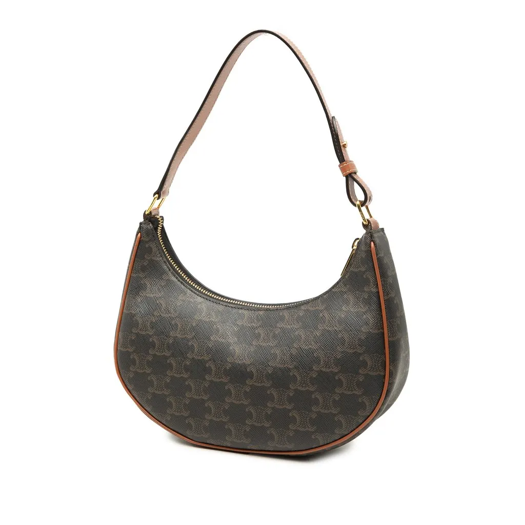 Celine Triomphe Coated Canvas Ava Shoulder Bag Brown Very good - Back View