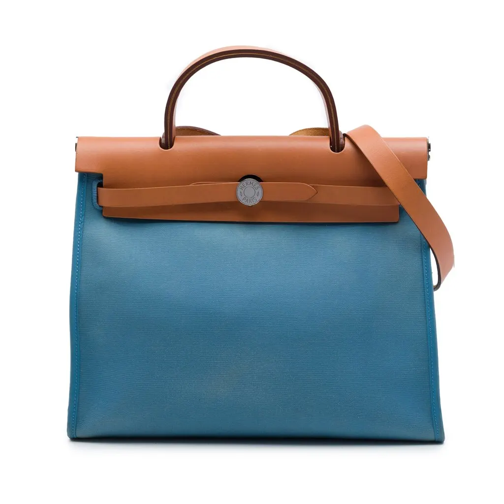 Hermès Toile Herbag Zip 31 Blue Very good - Front View