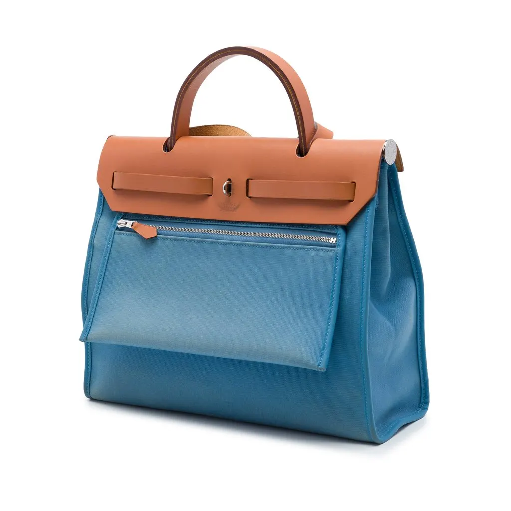Hermès Toile Herbag Zip 31 Blue Very good - Back View