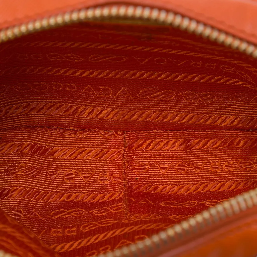Prada Mini Saffiano Lux Bauletto Bag Orange Leather Good - Model View