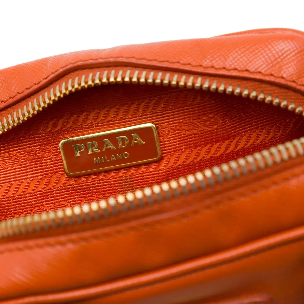 Prada Mini Saffiano Lux Bauletto Bag Orange Leather Good - Box View