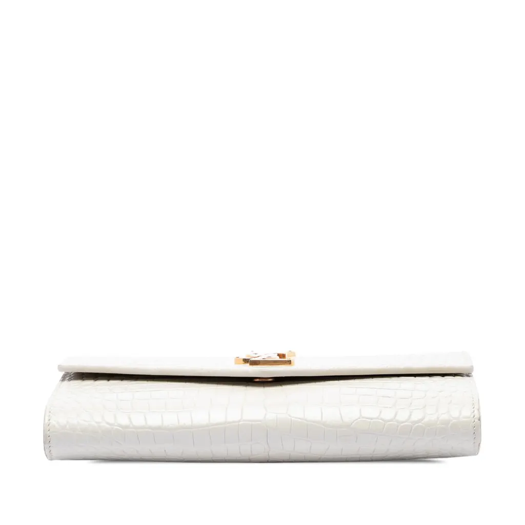 Saint Laurent Croc Embossed Leather Uptown Chain Wallet White Leather Very good - Inside View
