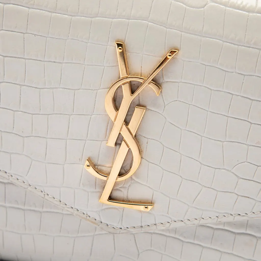 Saint Laurent Croc Embossed Leather Uptown Chain Wallet White Leather Very good - Box View