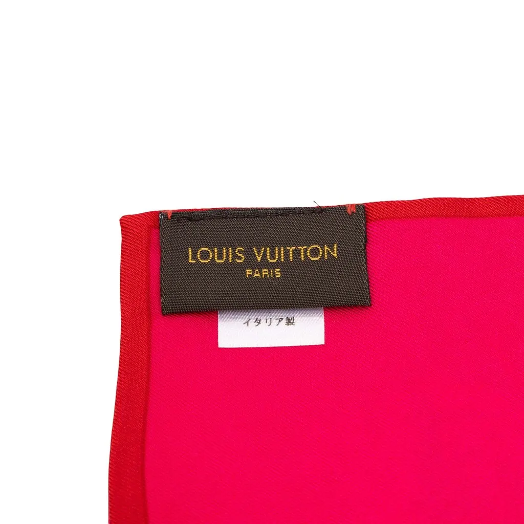 Louis Vuitton Monogram Trunks and Bags Bandeau Silk Scarf Pink Silk Very good - Back View