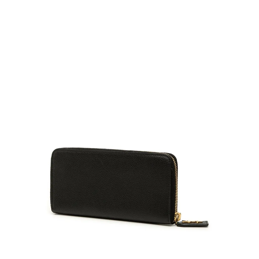 Saint Laurent Leather Zip Around Long Wallet Black Leather Very good - Back View