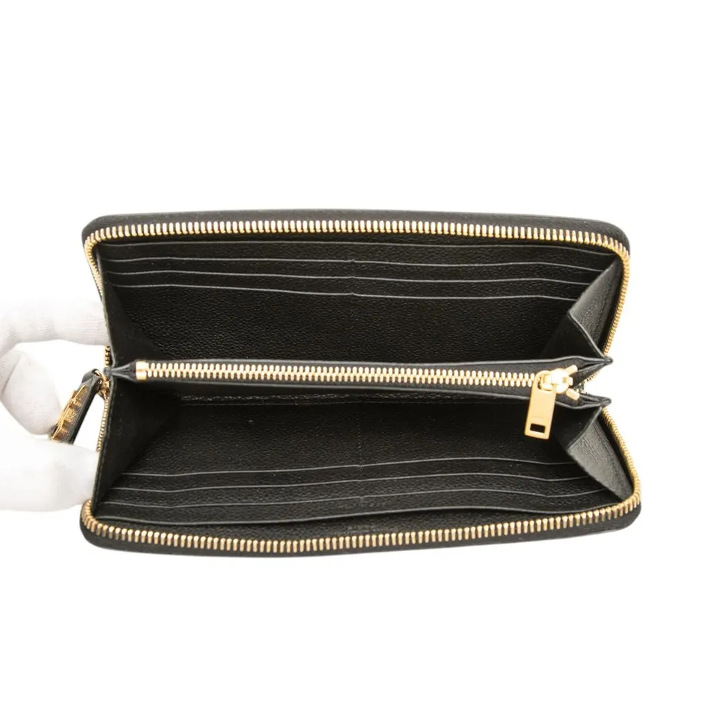 Saint Laurent Leather Zip Around Long Wallet Black Leather Very good - Model View