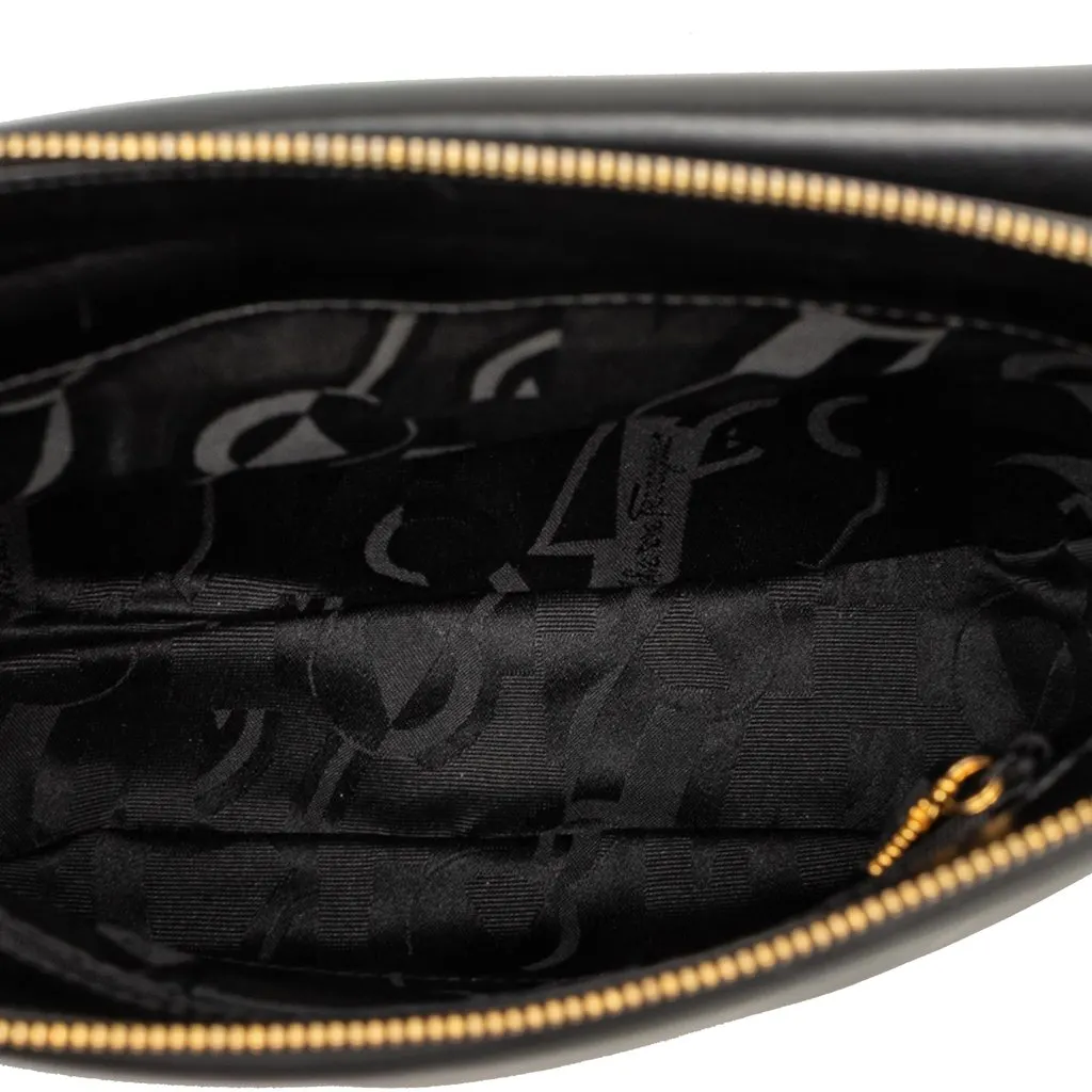 Salvatore Ferragamo Studded Leather Crossbody Black Leather Very good - Model View