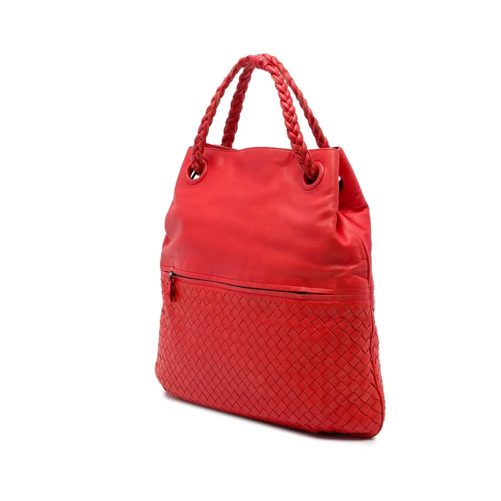 Bottega Veneta Nappa Intrecciato Julie Tote Red Leather Good - Back View