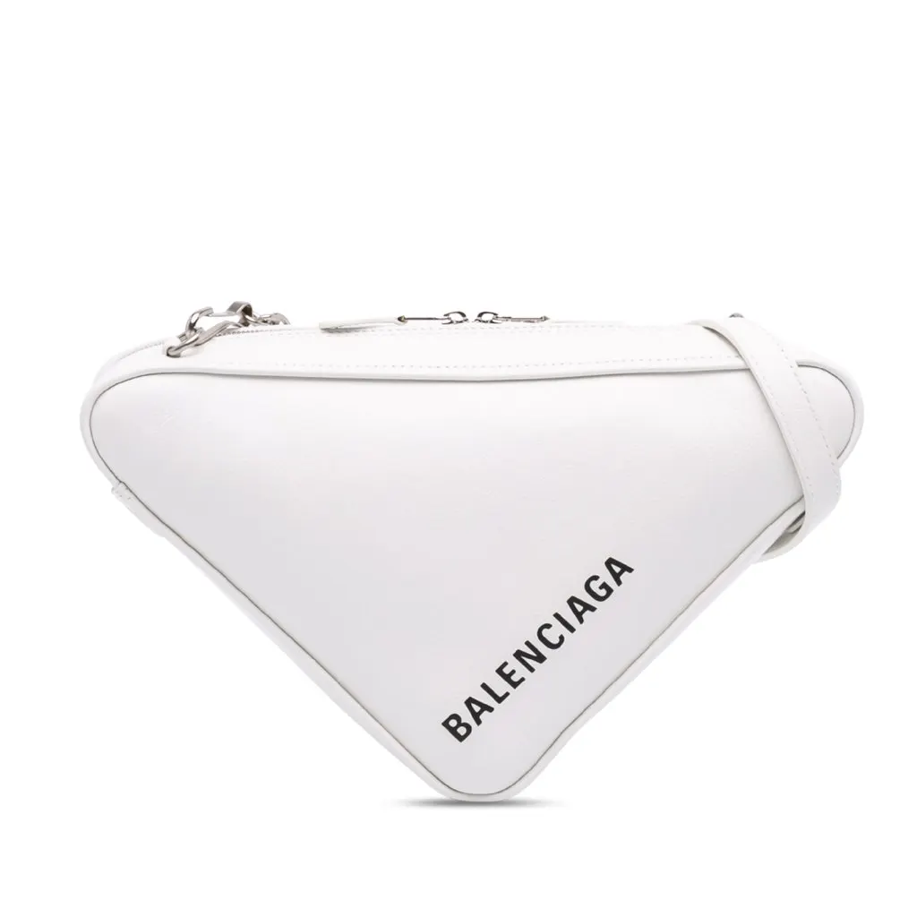 Balenciaga Leather Triangle Chain Crossbody White Leather Very good - Front View