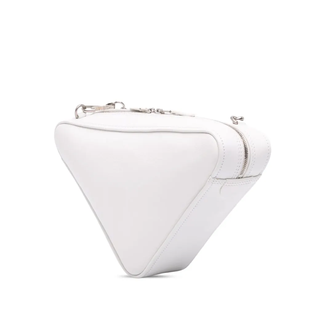 Balenciaga Leather Triangle Chain Crossbody White Leather Very good - Back View