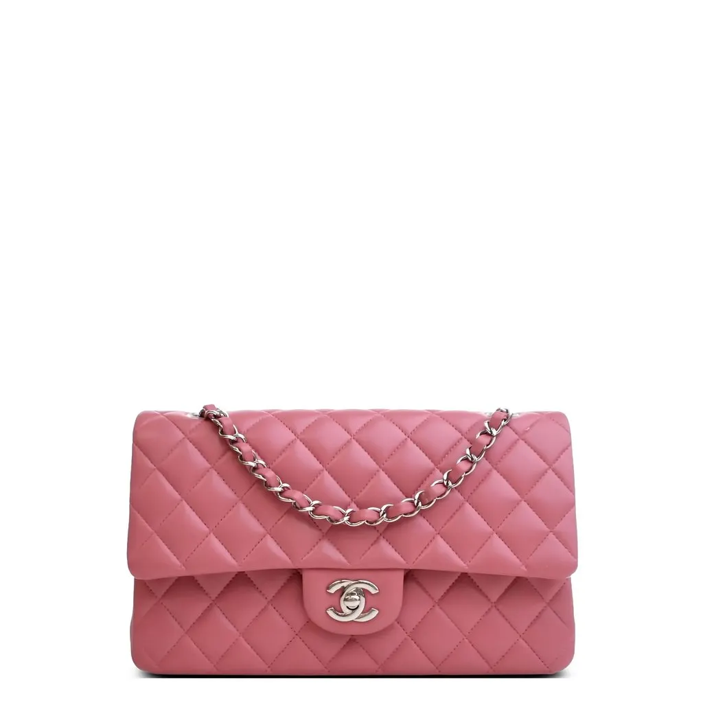 Chanel متوسطة كلاسيك جلد الحمل مزدوجة بغطاء
