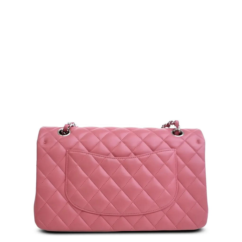Chanel Medium Classic Lambskin Double Flap Pink Leather Very good - Back View