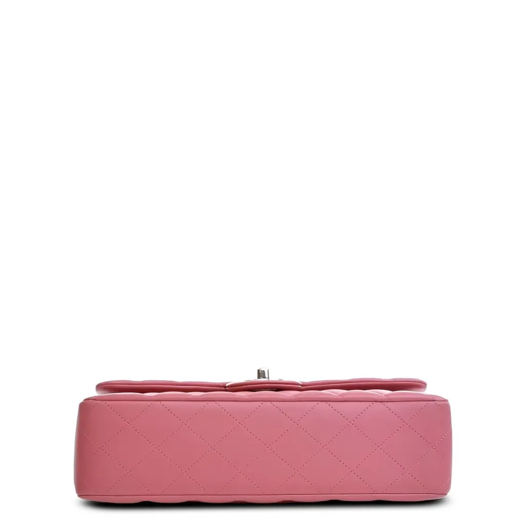 Chanel Medium Classic Lambskin Double Flap Pink Leather Very good - Inside View