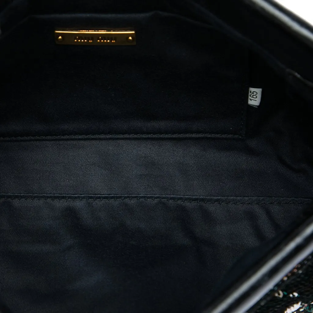 Miu Miu Sequin Frame Clutch Black Bead Very good - Model View