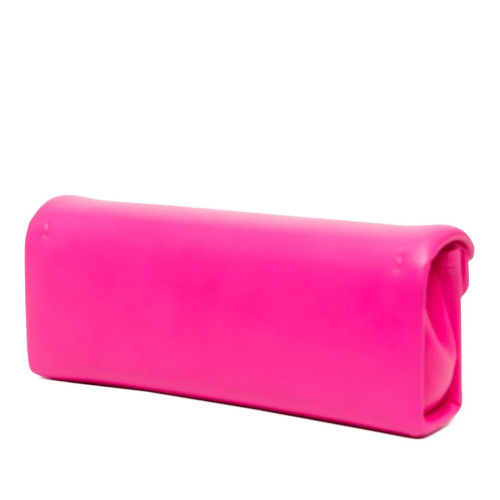 Valentino Nappa One Stud Clutch with Chain Pink Leather Good - Back View