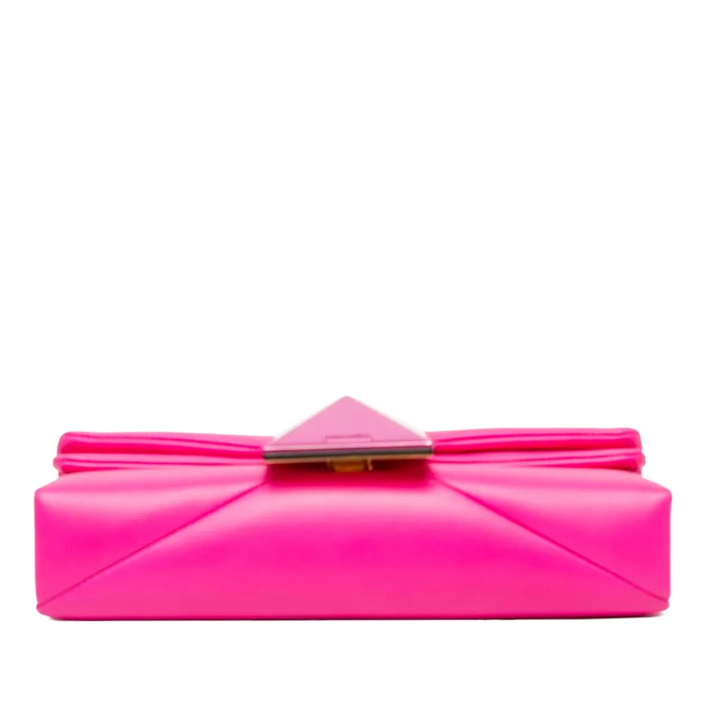 Valentino Nappa One Stud Clutch with Chain Pink Leather Good - Inside View