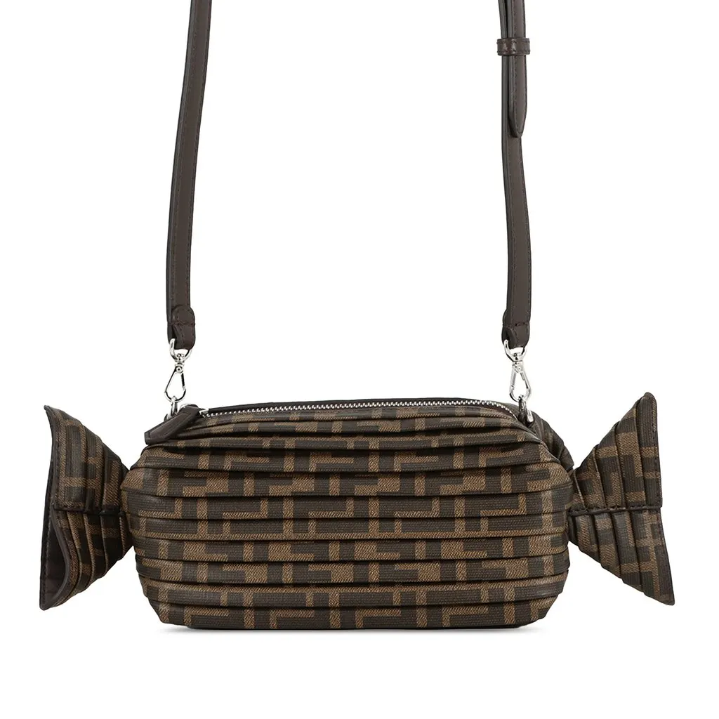 Fendi Zucca Coated Canvas Caramella Candy Camera Bag Brown Very good - Front View