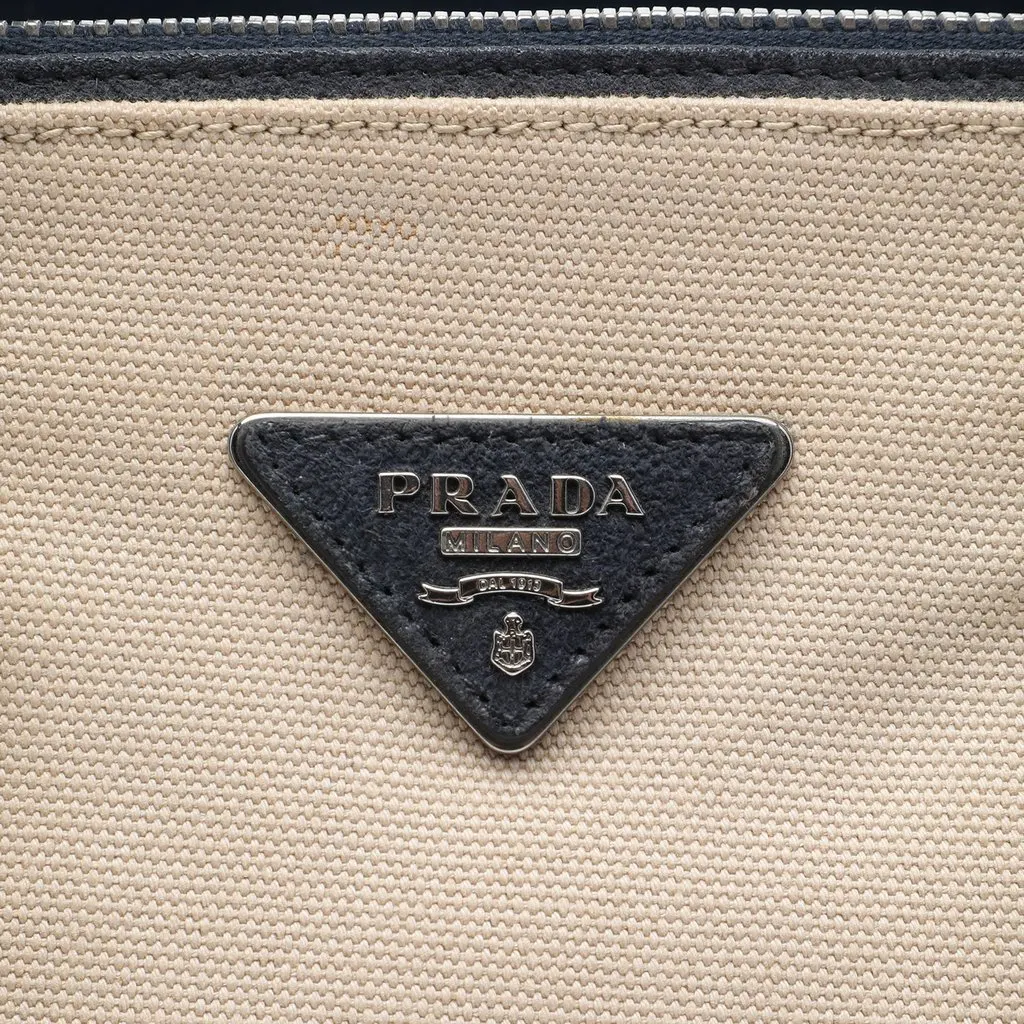 Prada Canvas and Suede Twin Pocket Double Handle Satchel Beige Very good - Box View