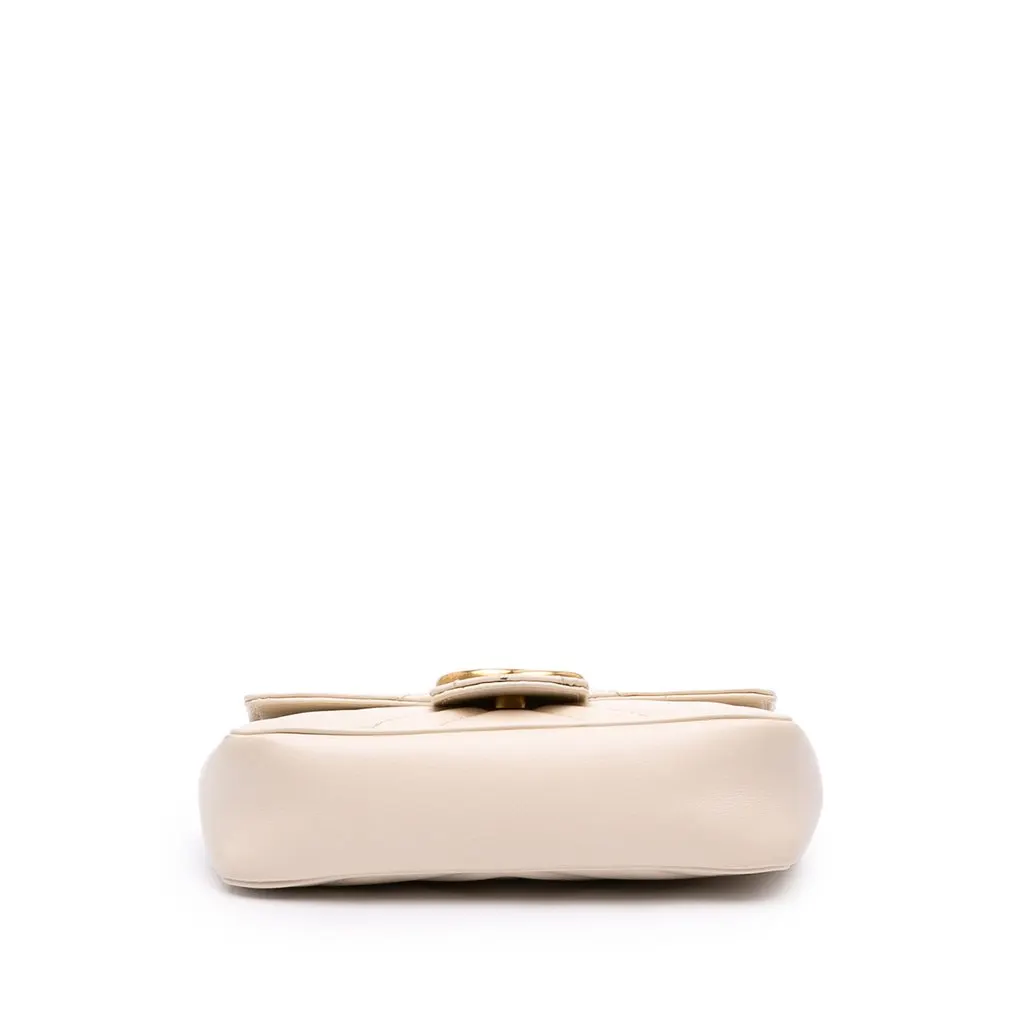Gucci Mini GG Marmont Matelasse Calfskin Flap Crossbody White Leather Good - Inside View