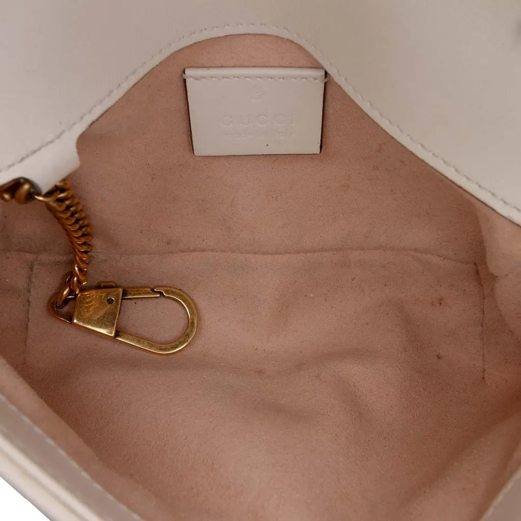 Gucci Mini GG Marmont Matelasse Calfskin Flap Crossbody White Leather Good - Model View