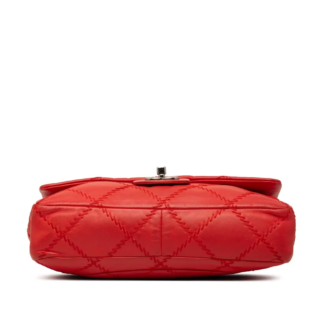 Chanel CC Quilted Lambskin Ultimate Stitch Flap Red Leather Good - Inside View